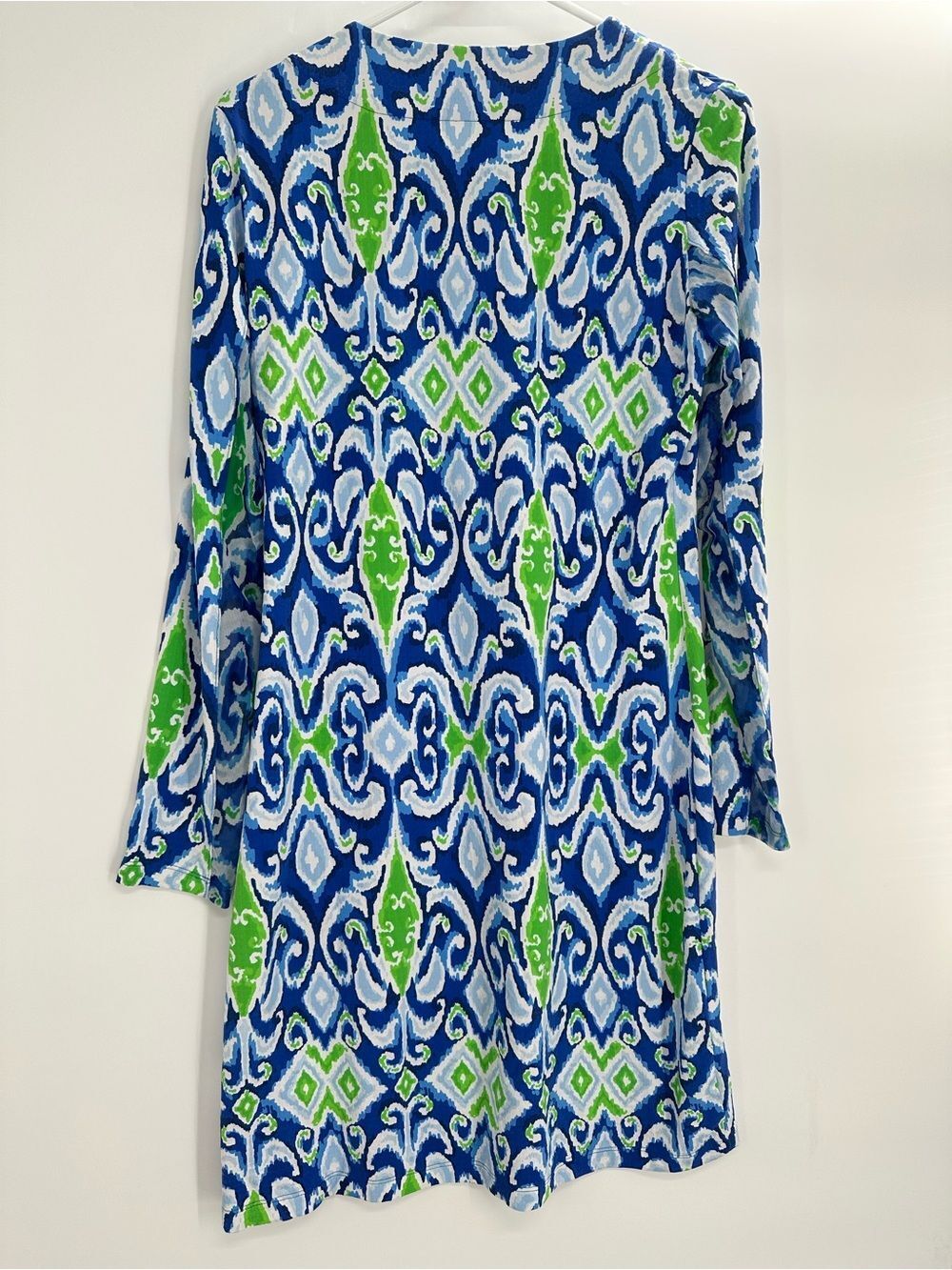 IBKUL UPF Dress Blue Floral Geo Print Long Sleeve 3/4 Zip Size Small - Picture 3 of 7